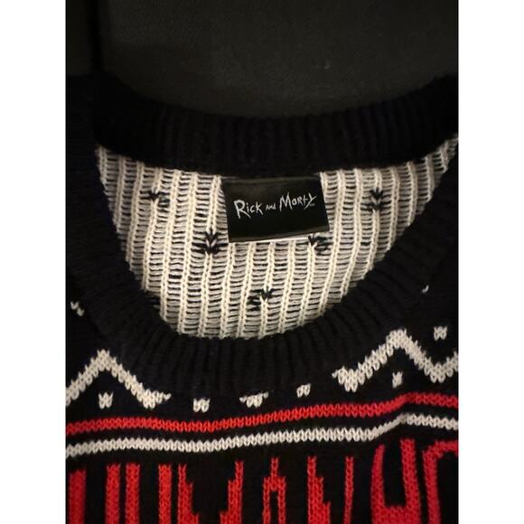 Rick and Morty Happy Human Holiday Sweater Adult M Ugly Christmas Cartoon Knit - Picture 2 of 4